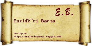 Eszlári Barna névjegykártya